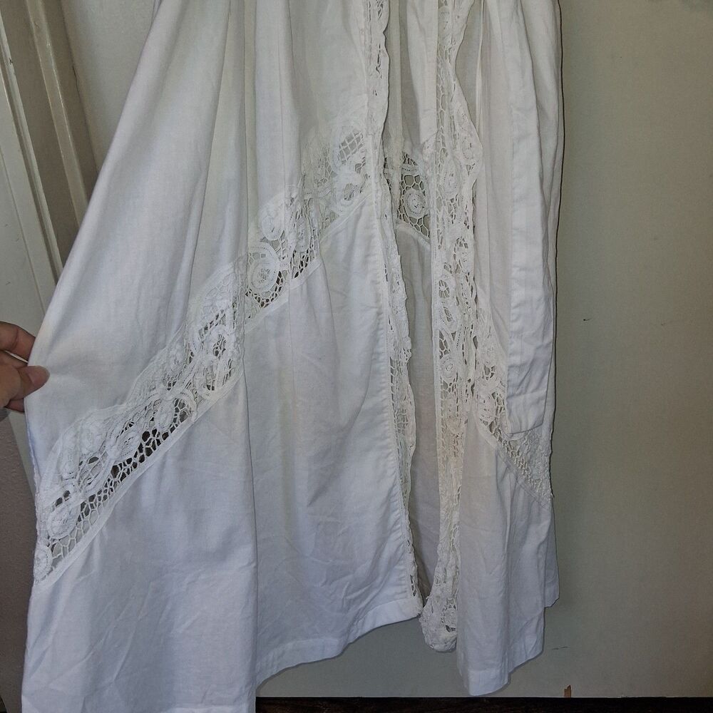 Vintage Victoria Secret Gold Label Cotton Battenburg Lace Maxi Robe White PS - Picture 4 of 12